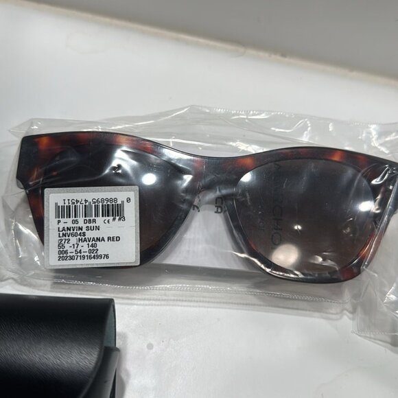 Lanvin Mother & Child 55mm Rectangle Sunglasses Havana Red - Picture 8 of 10